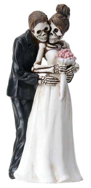 YTC 6.25 Inch Skeleton Couple with Wedding Bouquet - Posing Figurine