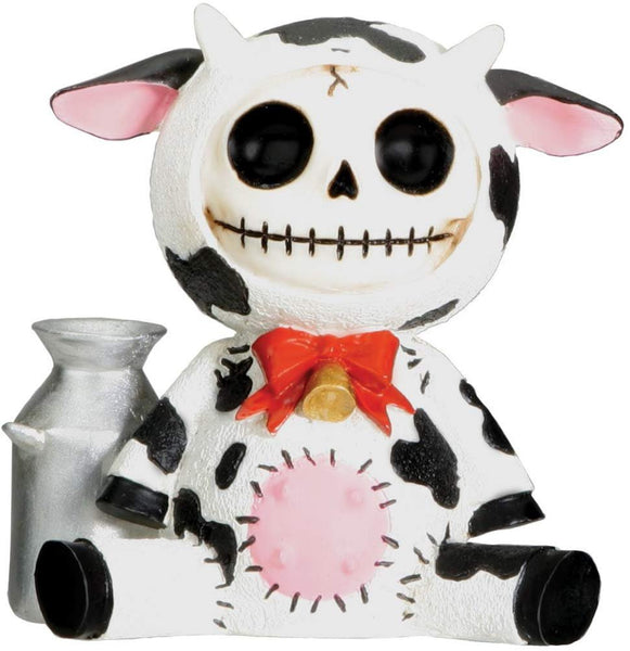 SUMMIT COLLECTION Furrybones Moo Moo Signature Skeleton in Dairy Cow Costume with Tin Milk Can