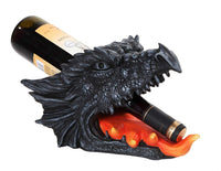 10.75"L Gothic Dragon Skull Head Wine Bottle Holder Stone Fire