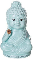 Meditation Buddha Happiness Inside Ceramic Cookie Jar Functional Kitchen...