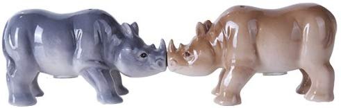 Pacific Giftware 4.75 inches Porcelain Animal Kingdom Rhinos Magnetic Salt and Pepper Shaker Kitchen Set