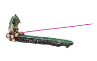 Pacific Giftware Green Dragon on Skull Gemstone Quartz Stick Incense Burner Medieval Fantasy 10.75 Inch L