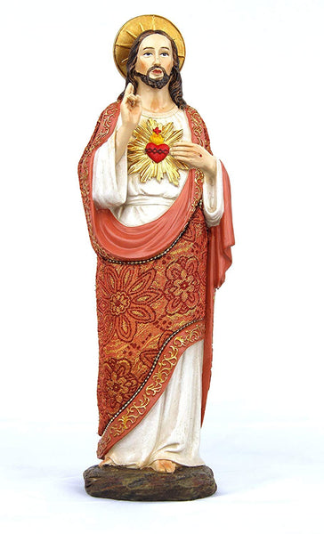 Sacred Heart of Jesus Figurine with Fabric Clothing 12 inch H