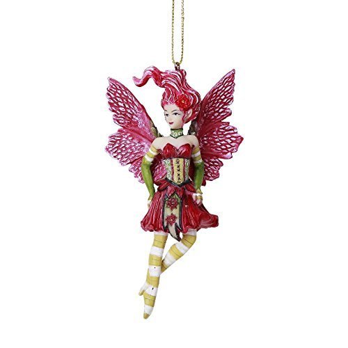 Pacific Giftware Poinsettia Fairy Hanging Ornament Amy Brown Holiday Collection Christmas Tree Hanging Ornaments 4 inch