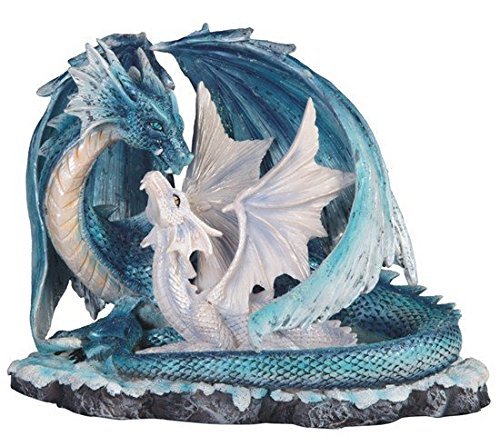 StealStreet SS-G-71533 Light Blue Dragon Mom with White Baby Statue Figurine, 7"