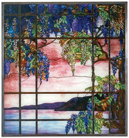 YTC 13 Inch Multi-Colored Tiffany Style Glass - View of Oyster Bay Scenery