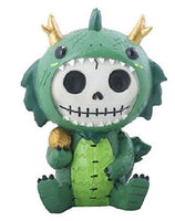 SUMMIT COLLECTION Furrybones Tatsu Signature Skeleton in Green and Gold Dragon Costume Holding a Golden Nugget