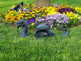 Emerging Dragon Lawn Grass Statue Medieval Stone Color