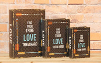 Find Your Tribe Love Them Hard Decorative Book Boxes Diversion Safe Set of 3