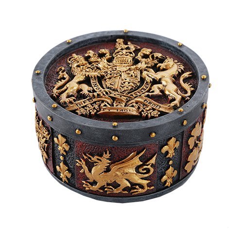 Pacific Giftware Medieval Times Heraldry Royal Coat of Arms Gold Accent Trinket Box Collectible