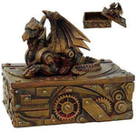 PTC 5 Inch Steampunk Dragon Topped Mechanical Box Statue Figurine