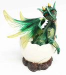 Smiling Green Baby Dragon Hatchling Emerging From Egg Sculpture Collectible