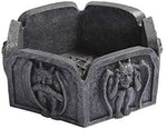 5.13 Inch Gargoyle Embellished Hand Painted Resin Ashtray, Gray