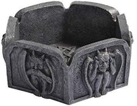 5.13 Inch Gargoyle Embellished Hand Painted Resin Ashtray, Gray
