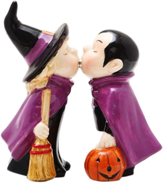 Halloween Witch Couple Pumpkin Salt & Pepper Shakers