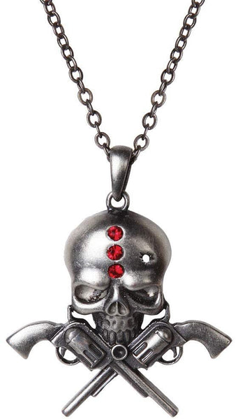 Pacific Giftware Gunslinger Skull Gun Lover Unisex Lead Free Alloy Necklace