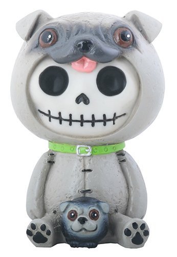 SUMMIT COLLECTION Furrybones Pugsly Signature Skeleton in Pug Dog Costume with a Little Dog