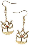 EGYPTIAN ANKH GOLDEN STUB EARRINGS PEWTER ALLOY
