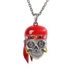PIRATE SKULL BANDANA NECKLACE PENDANT PEWTER ALLOY
