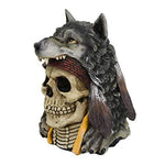 Pacific Giftware PT Indian Skull with Wolf Head Dress Bust Decorative Figurine