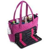 KIOTA Beauty Bag - Ideal for Bottles - Makeup Brush Storage Pocket and Outer Pockets - Quilted Finish Shoulder Bag Cosmetic Organizer - Slate