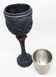 Celtic Gothic Duelling Dragon Resin Wine Goblet Chalice With Stainless Steel Cup