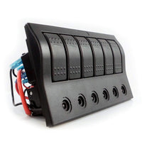 6-Gang Boat Circuit Breaker Panel With Rocker Switches 182.5×100mm Marine Yacht