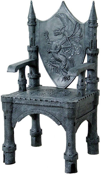 Pacific Giftware Dragon Mystical Castle Shield Throne Chair 48 Inch Tall