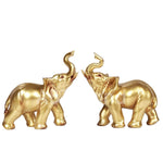 ABZ Brand Feng Shui Golden Lucky Elephant Statue Set of 2 Fortune Wisdom