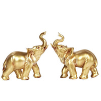 ABZ Brand Feng Shui Golden Lucky Elephant Statue Set of 2 Fortune Wisdom