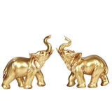 ABZ Brand Feng Shui Golden Lucky Elephant Statue Set of 2 Fortune Wisdom