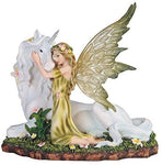 StealStreet SS-G-91851, 7 Inch Green Fairy Kneeling with White Unicorn Statue Figurine, 7"