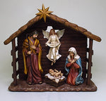 13.75 Inch Holy Family in Nativity Stable Resin Statue Figurine