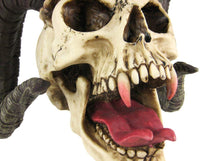 PTC 10.5 Inch Evil Ram Horned Skull with Tongue Out Figurine Statue