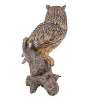 Amazing Animal Collection Bubo bubo Eurasian Eagle Owl stand on Wood 14.5 inches Figurine Statue