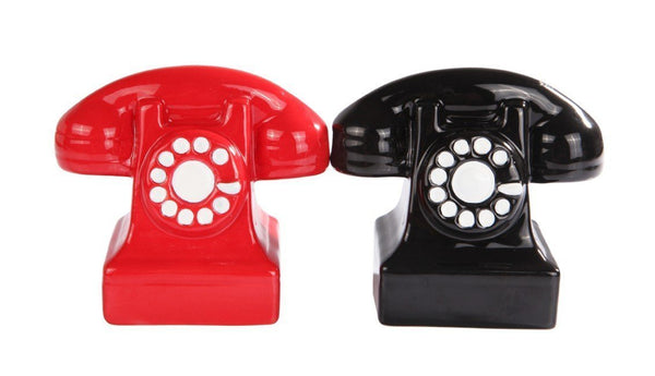 Attractives Magnetic Ceramic Salt Pepper Shakers Retro Phones Old Fashioned