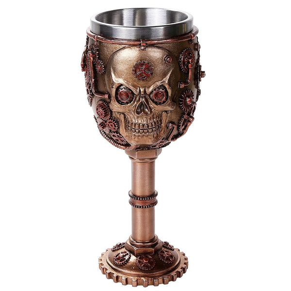 Pacific Giftware Steampunk Gear Head Skull Goblet Wine Chalice 7oz Wine Cup
