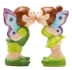 Boy and Girl Fairy Couple Ceramic Magnetic Salt and Pepper Shaker Set Decor Gift