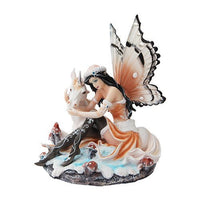 PTC 7.5 Inch Butterfly Winged Fairy with Magical Unicorn Statue Figurine
