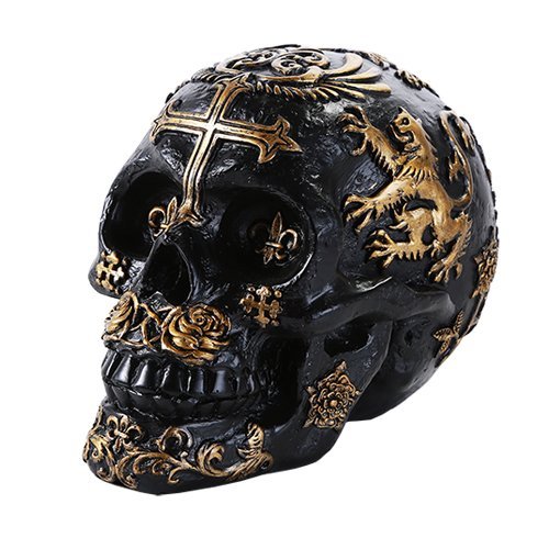 Pacific Giftware St George Black and Gold Heraldry Royal Lions Coat of Arms Templar Skull Collectible
