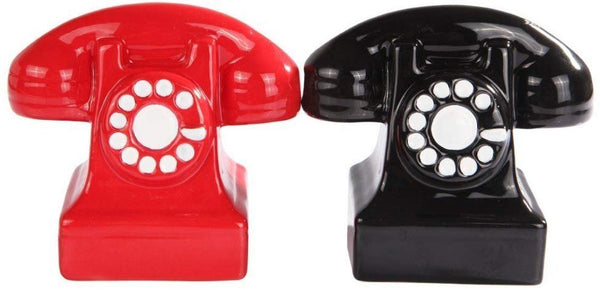 Attractives Magnetic Ceramic Salt Pepper Shakers Retro Phones Old Fashioned
