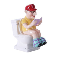 Pacific Giftware 4.75 inches Reading Grandpa on Toilet Magnetic Salt and Pepper Shaker Kitchen Set