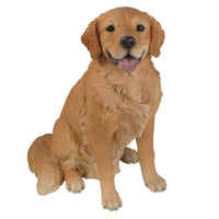 Realistic Life Like Sitting Golden Retriever Statue Glass Eyes