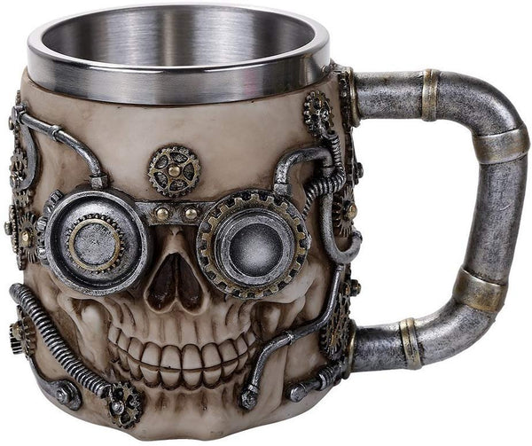 Pacific Giftware Steampunk Gear Head Skull Mug Gothic Tankard 11oz Beer Mug Drinking Vessel