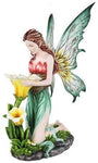 PTC 28 Inch Green Reflecting Fairy Smelling Flowers Statue Figurine