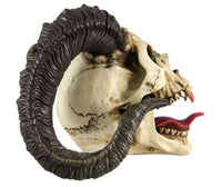 PTC 10.5 Inch Evil Ram Horned Skull with Tongue Out Figurine Statue