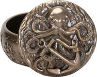 SUMMIT COLLECTION Kraken with Anchor Guardian Deep Sea Fantasy Bronze Colored Resin Trinket Box, 4 Inches