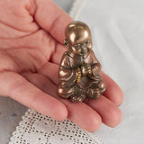 Pacific Trading Tiny Bronze Painted Resin Monk Figurine for Gifting, Meditation, and More