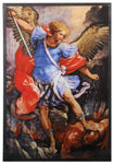 Brightly Colored St. Michael Picture with Large Wings in Square Shape