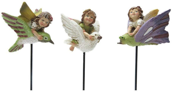 Pacific Giftware Mini Fairy Garden Fairies Stakes Set of 3 Decorative Mini...